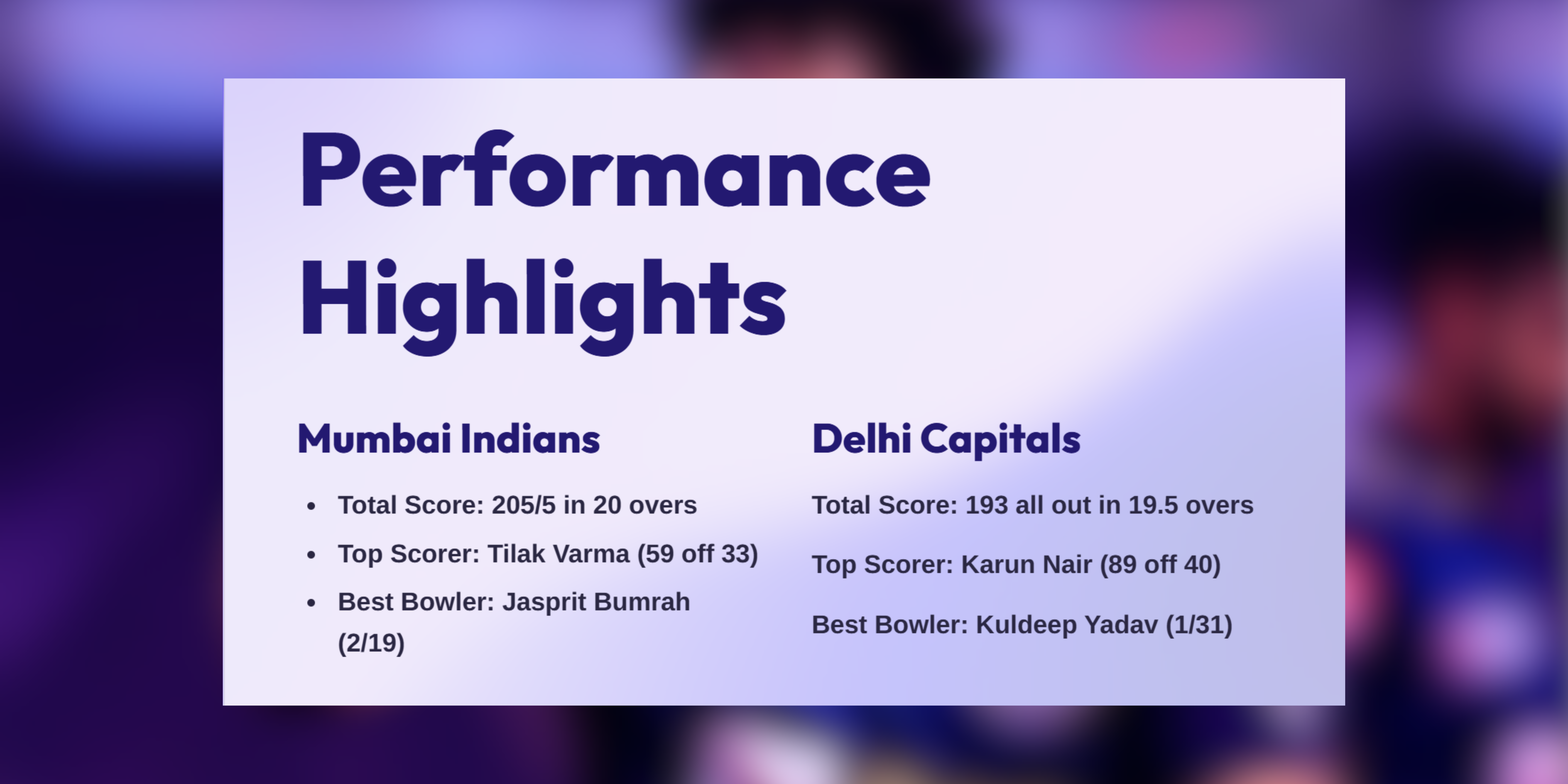 "IPL 2025: Karun Nair’s Heroic 89 in Vain as Mumbai Indians Edge Delhi Capitals in a Thriller