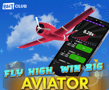 A red plane soaring high above white clouds with bonus icons and multipliers floating around, symbolizing the Aviator game bonus excitement